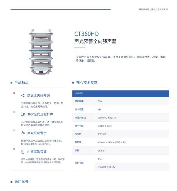 CT360HD 声光预警全向强声器图册页